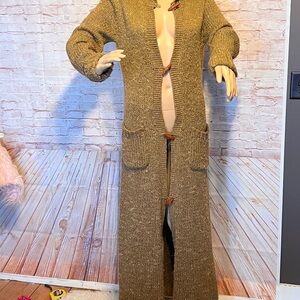 Moda international 90's maxi length knit cardigan with big toggle buttons